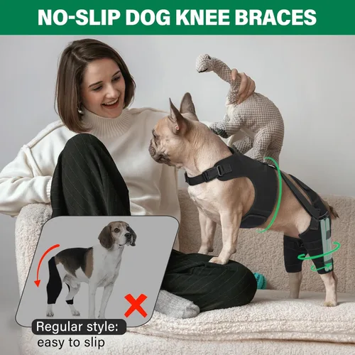 Vista 6 de Rodillera para perro para pierna trasera, soporte de pierna trasera después de una cirugía de ACL CCL desgarrado, con conector de hierro triangular