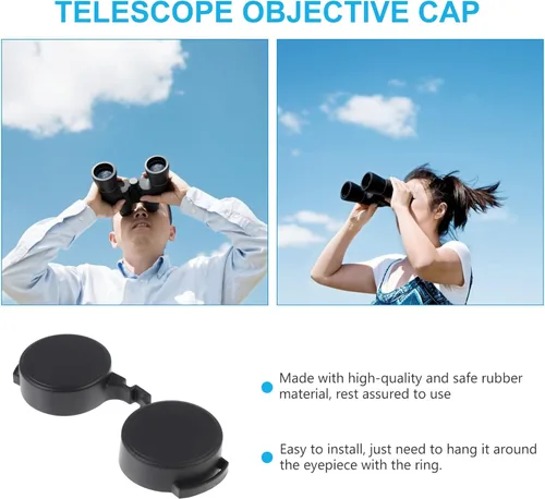 Vista 5 de 3 piezas de goma objetivo cubierta ocular Flip- Cubierta de alcance abierto para binoculares telescopio accesorios (negro)