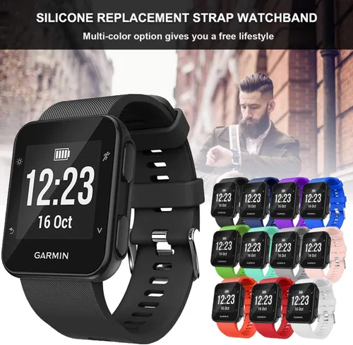 Vista 7 de GVFM banda compatible con Garmin Forerunner 35, silicona suave correa de repuesto para reloj inteligente Garmin Forerunner 35, se ajusta a muñeca
