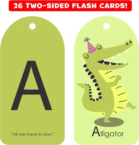 Vista 6 de Hapinest My First ABC - Tarjetas flash del alfabeto para bebés y niños pequeños, 26 tarjetas de doble cara con anillo