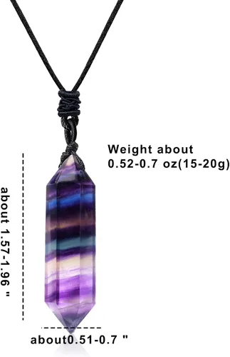 Vista 2 de Apengshi Colgante de cristal curativo natural de doble punta, collar de cuarzo de cristal natural, 6 chakras facetados, varita de cristal