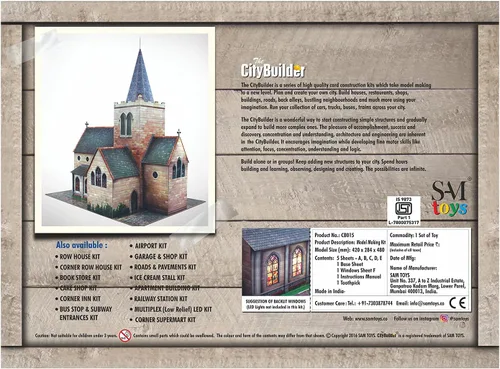 Vista 4 de The CityBuilder Kit de fabricación de modelos de cartón para iglesia - Edificio de ferrocarril modelo a escala O