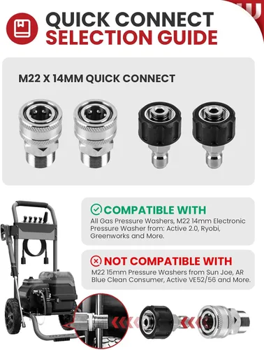Vista 12 de WOJET M22-0.551 in Kit de conexión rápida para lavadora a presión, manguera