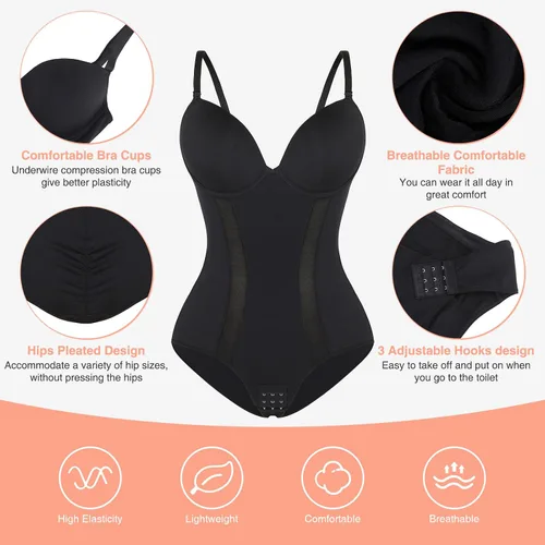 Vista 4 de FeelinGirl Shapewear for Women Tummy Control Slimming Body Shaper Low Back Built-in Bra Fajas