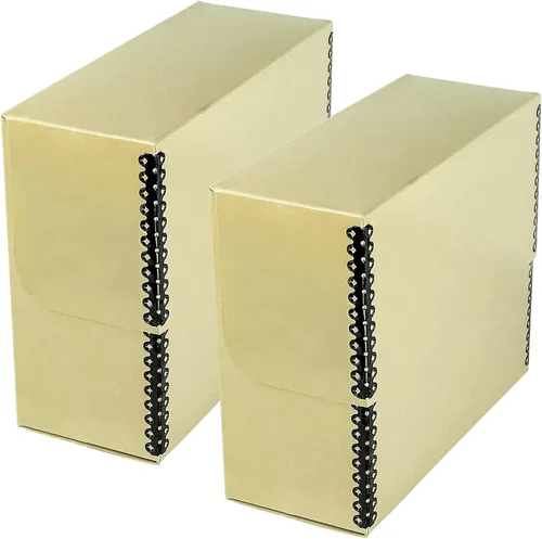 Vista 14 de Lineco Caja de almacenamiento de documentos archivados con borde metálico, caja de cartón libre de ácidos gris, organiza y almacena archivos