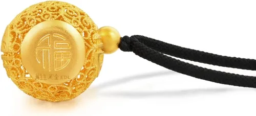 Vista 4 de CHOW SANG SANG Cultural Blessings 999.9 - Collar de oro macizo de 24 quilates, precio por peso, oro de 0.22oz, calabaza Wulu para mujeres y hombres