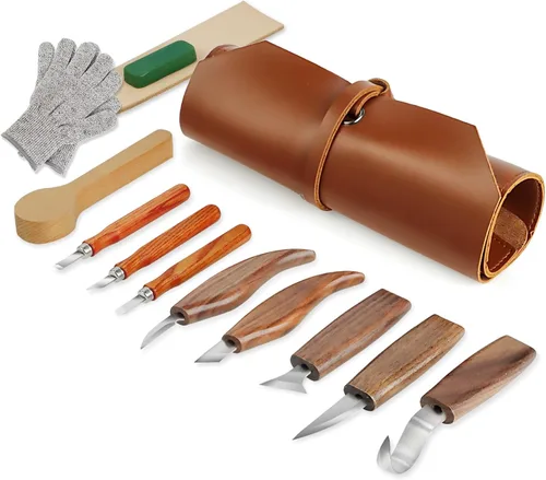 Vista 8 de Kit de Tallado de Madera Deluxe Tekchic - Cuchillo de Tallado, Juego de Cuchillos para Tallar Madera, Kit de Tallado de Madera para Principiantes
