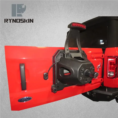Vista 3 de RYNOSKIN Portaneumáticos de repuesto compatible con Ford Bronco 2021-2026, resistente, reubicación, permite el uso de neumáticos de repuesto de 35