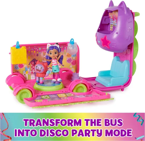 Vista 6 de Gabby's Dollhouse Celebration Party Bus, set de juego transformador