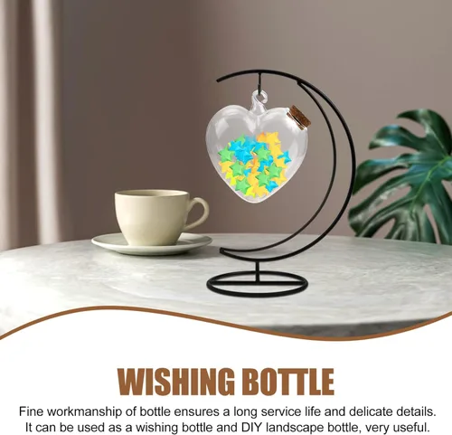 Vista 9 de Cabilock Botella de paisaje Botella de deseos Botella de vidrio de mesa de origami decorativo con tapón de corcho transparente