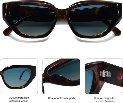 Vista 32 de SOJOS Gafas de sol polarizadas de ojo de gato lindo de moda para mujer Cateye SJ2237