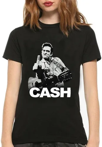 Vista 2 de Johnny Singer Cash - Camiseta original de rock and roll para mujer