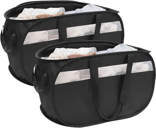 Vista 9 de Cesta plegable para la ropa sucia duradera con 2 compartimentos para clasificar y almacenar, cesta portátil para ropa sucia para dormitorio, cuarto