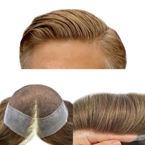 Vista 27 de Toupee For Men Real Human Hair Mens Toupee Hair Replacement System Swiss Lace Toupee For Men Natural Human Hair Piece Mens Toupee6*8"-90% density#2