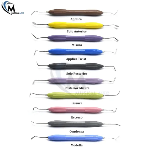 Vista 2 de Mango de silicona Dental Compuesto Llenado Instrumentos Restauradores Kit 10pcs Herramientas Set con Casete DN-2245