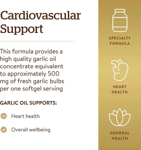 Vista 4 de Aceite de ajo Solgar Perles, 250 cápsulas blandas - Apoyo cardiovascular natural