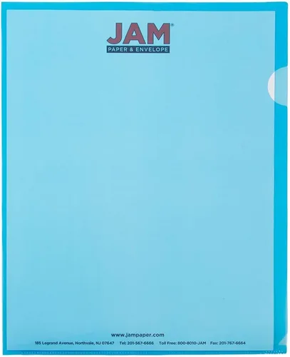 Vista 2 de JAM Paper®, sobres plásticos (9 x 11 1/2), 7 colores transparentes, Azul