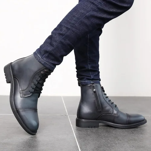 Vista 7 de Botas Chelsea para hombre, elegantes y cómodas, de cuero, con cremallera