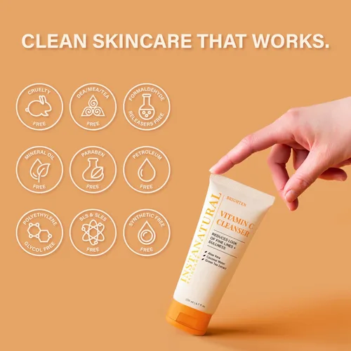 Vista 6 de Limpiador de vitamina C InstaNatural Jabón facial totalmente natural, ilumina la piel, bueno para textura desigual, hecho en EE. UU. con agua