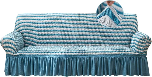 Vista 24 de Jeloris Funda Protectora Elástica para Sofá de Dos Plazas de Fácil Ajuste con Falda, Protector de Muebles Universal Duradero Lavable de Alta Beige