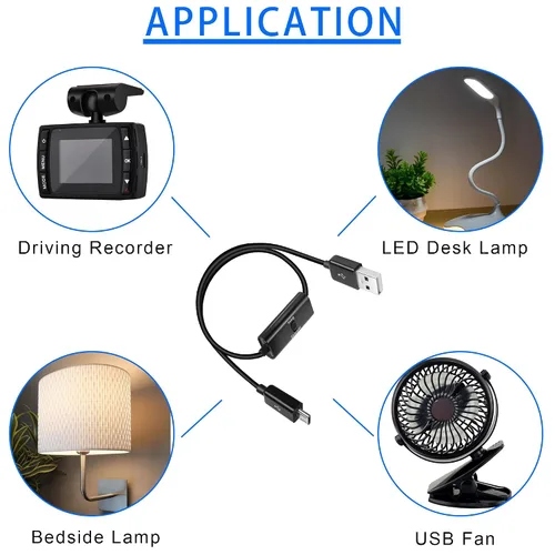Vista 4 de GELRHONR USB a Micro USB de 3.3 ft con cable de carga de interruptor, compatible con transferencia de datos y alimentación para dispositivos micro