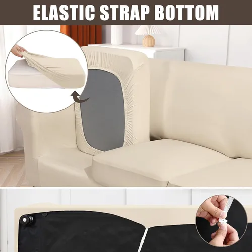 Vista 4 de SearchI Funda elástica para sofá, funda para sillón de 2 piezas con funda de cojín separada para silla, protector de muebles lavable para sala
