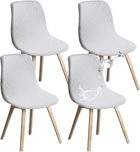 Vista 17 de Juego de 2 fundas de jacquard para silla, elásticas, impermeables, escandinavas, para sillas de comedor, lavables, modernas, fundas de asiento