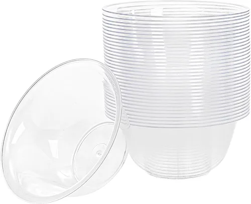 Vista 4 de Tebery Paquete de 200 cuencos de plástico transparente, 6 onzas, desechables, pequeños cuencos duros para sopa, ensalada, cuencos de fiesta