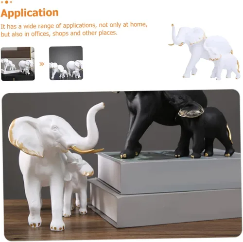 Vista 6 de jojofuny Decoración para el hogar 1 juego de adornos de madre e elefante, decoración de oficina para madre e hijo, adorno de arte animal, decoración