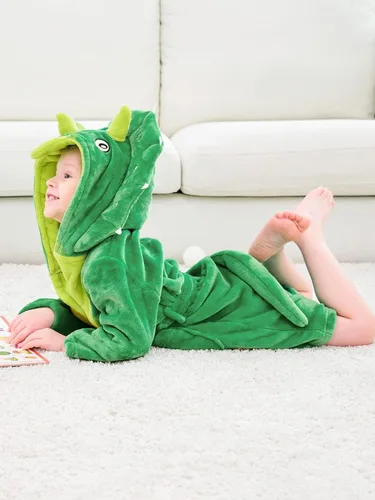 Vista 5 de LOLANTA Boys' Girls' Hooded Flannel Bathrobes Kids Soft Sleepwear Dinosaur Dressing Gown Gift