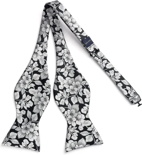 Vista 132 de HISDERN Pajaritas para hombre, corbatín de cachemira para hombre, corbata de lazo y bolsillo cuadrado, juego formal de esmoquin para boda