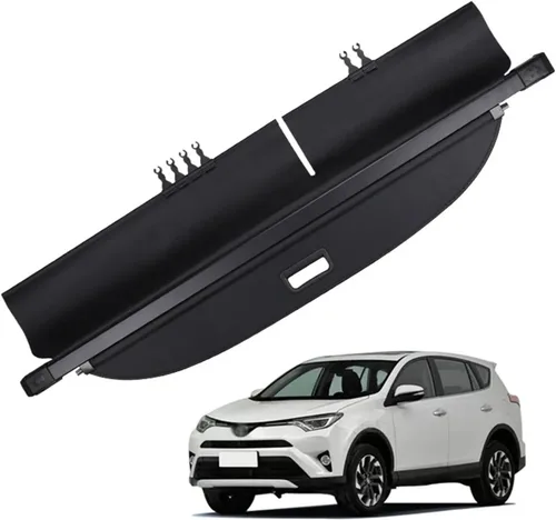 Vista 2 de Funda de carga retráctil para maletero compatible con Toyota RAV4 2014-2018, impermeable, cubierta de carga de privacidad, accesorios para Fibra