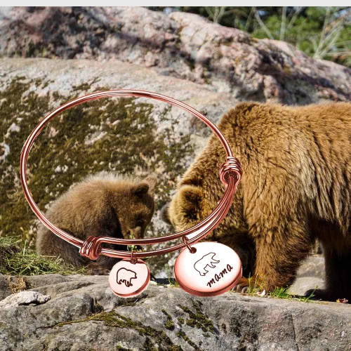 Vista 5 de Pulsera de mamá oso con pulsera ajustable de 1, 2, 3 cachorros, regalos para mamá