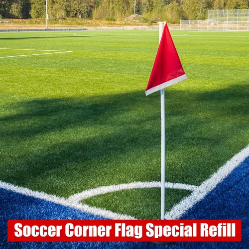 Vista 2 de Mepase Banderas de fútbol de repuesto, 4 unidades, banderas de esquina de fútbol rojo, equipo de fútbol de árbitro para pista de fútbol, voleibol