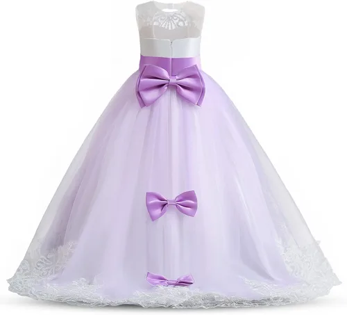 Vista 4 de NNJXD - Vestido largo de tul para niñas