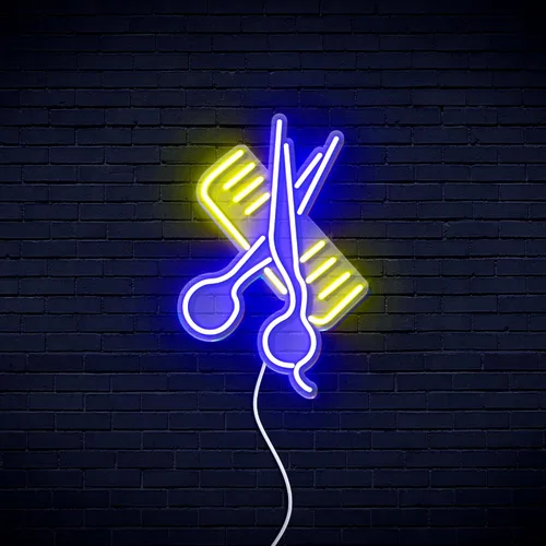 Vista 9 de AdvPro Comb & Scissors Flex Silicone LED Neon Sign - Azul - st16s32-fnu0363-b