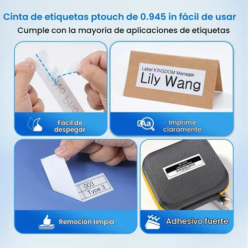 Vista 5 de TZe-251 - Recambio de cinta para etiquetadora de 0.945 in 0.94 compatible Negro sobre blanco