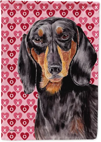 Vista 178 de Caroline's Treasures SS4484GF Bandera de jardín con diseño de bulldog inglés y corazones para el Día de San Valentín, bandera decorativa para patio