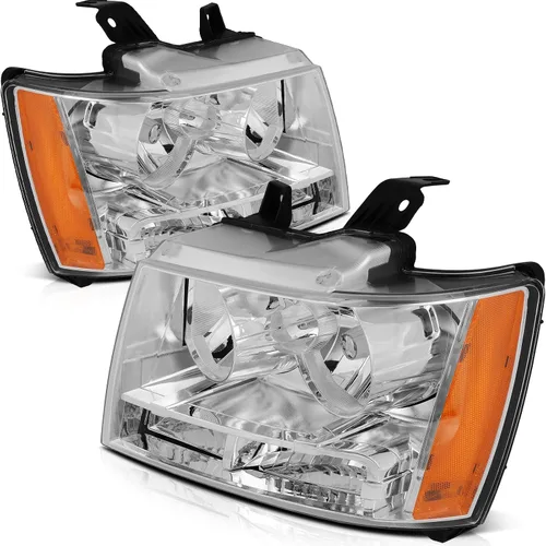 Vista 13 de Conjunto de faros delanteros para Chevy Avalanche 1500 2003-2006 para Avalanche 2500 03-06 para 1500 Classic 2007 carcasa negra reflector ámbar