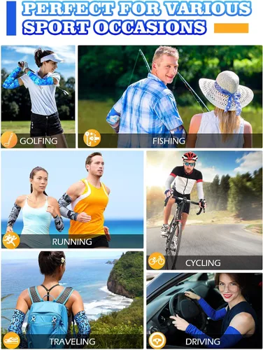 Vista 7 de Hicarer 10 pares de mangas de protección solar mangas deportivas de compresión para baloncesto correr ciclismo