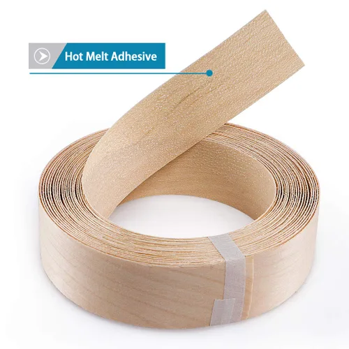 Vista 4 de Skelang Chapa de madera de abedul 1-1/2" x 26', cinta de borde de madera con adhesivo, tira flexible de encolado de cantos de madera