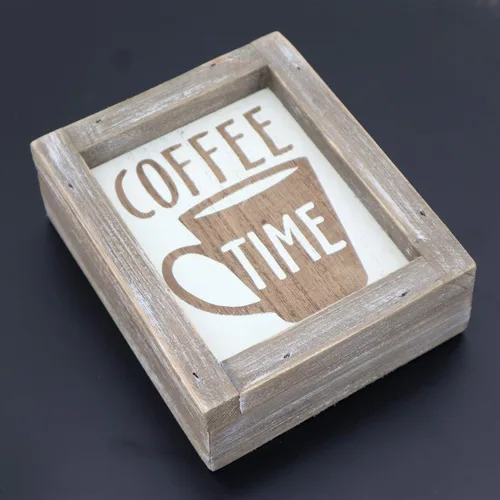 Vista 5 de Parisloft Coffe Time - Letrero de madera rústica de granero para cocina, letrero de café de madera rústica para cafetería, decoración de cocina