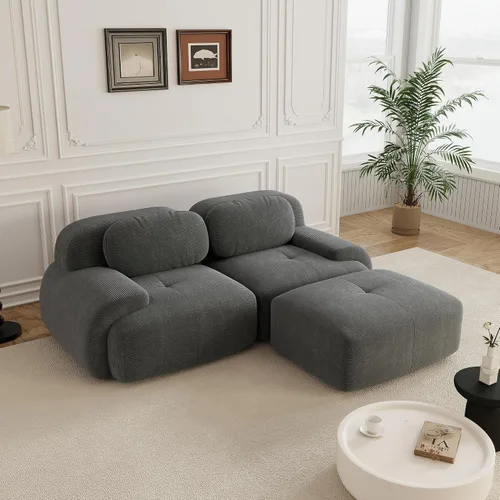 Vista 25 de Sofás modulares sin hueso de 152.8 pulgadas para sala de estar, sofá modular con diván en forma de L, cómodo asiento profundo tapizado de tela