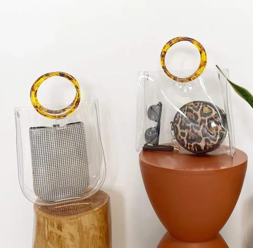 Vista 6 de Bolso claro de la manija redonda del bolso de las mujeres del bolso de la manija superior de la tortuga del totalizador del PVC