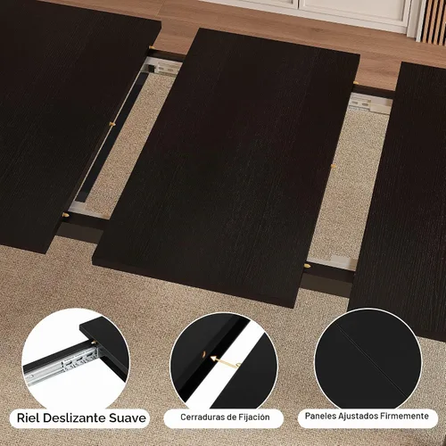 Vista 5 de Einhomn - Mesa de comedor moderna y extensible para 4-6 personas, mesa de cocina estilo granja de 63", mesas rectangulares para comedor, cocina