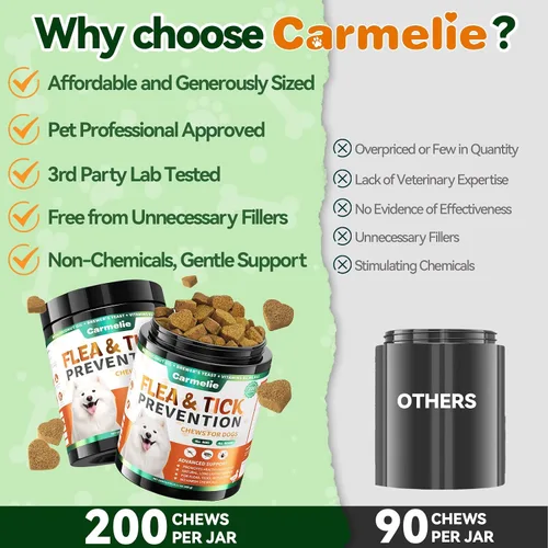 Vista 9 de Combo de pulgas masticables para gatos y perros, 200 masticables cada uno, prevención natural de pulgas y garrapatas para gatos y perros