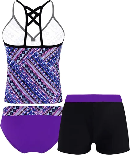 Vista 4 de Conjunto de 3 piezas de camiseta con estampado floral y pantalones cortos para niñas