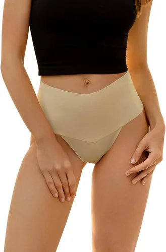 Vista 3 de DEANGELMON Tanga sin costuras para mujer, tanga, ropa interior para entrenamiento, cintura alta, tanga, paquete múltiple