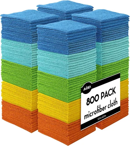 Vista 8 de AIDEA Microfiber Cleaning Cloth Blue-50PK, Soft Absorbent Shop Rags, Microfiber Towels for Cars, Kitchen Towels, Dusting Cloth for Home, Window