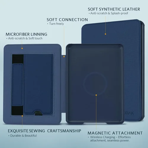 Vista 5 de CoBak Funda ligera con soporte para 7 pulgadas, 12ª generación 2024 y Colorsoft con correa para la mano derecha, compatible con iPhone MagSafe